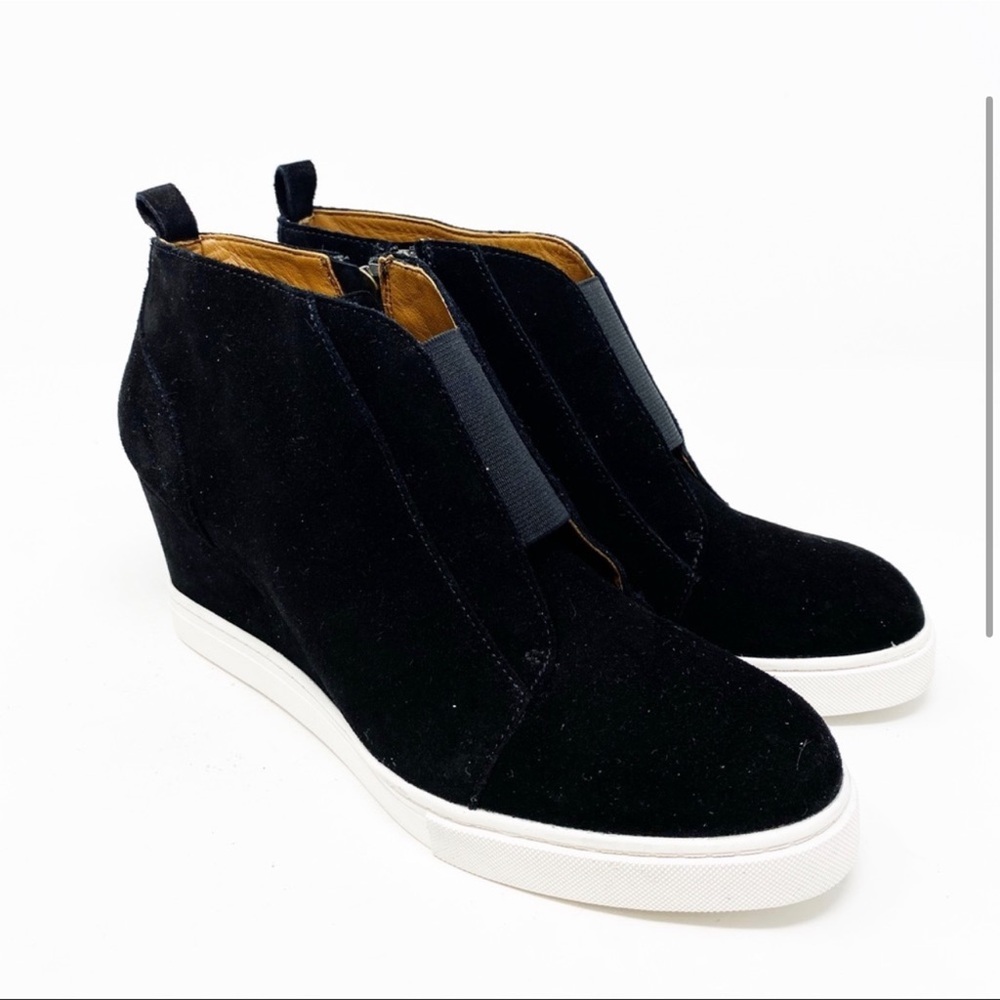 Linea Paolo Hightop Wedge Sneaker Black Suede